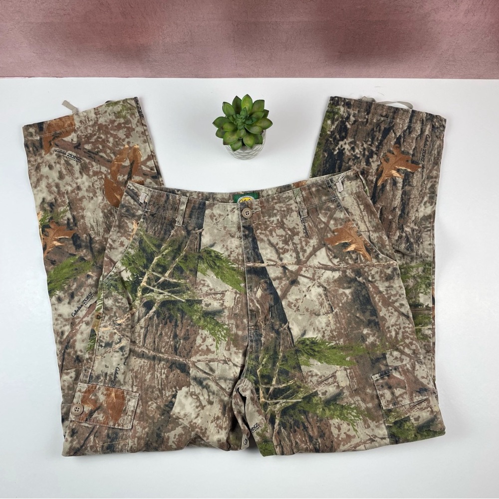 Cabela's Zonz Woodlands Camouflage Brown Green Pants Hunting Outdoor Men Size 34